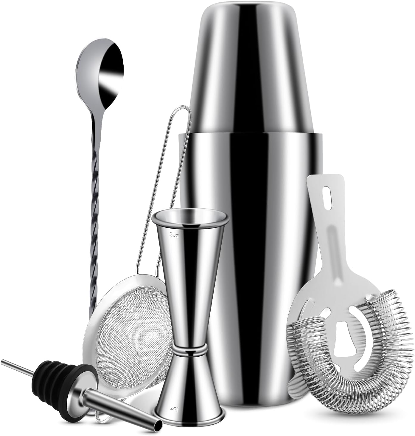 7-Piece Stainless Steel Cocktail Shaker Set - Mix Like a Pro!