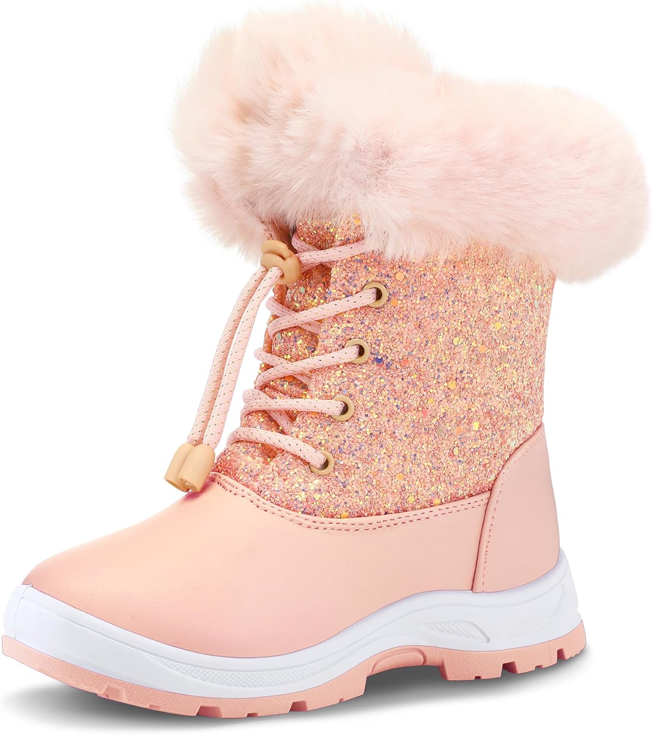 K KomForme Girls Glitter Snow Boots for Warm Winter Adventures
