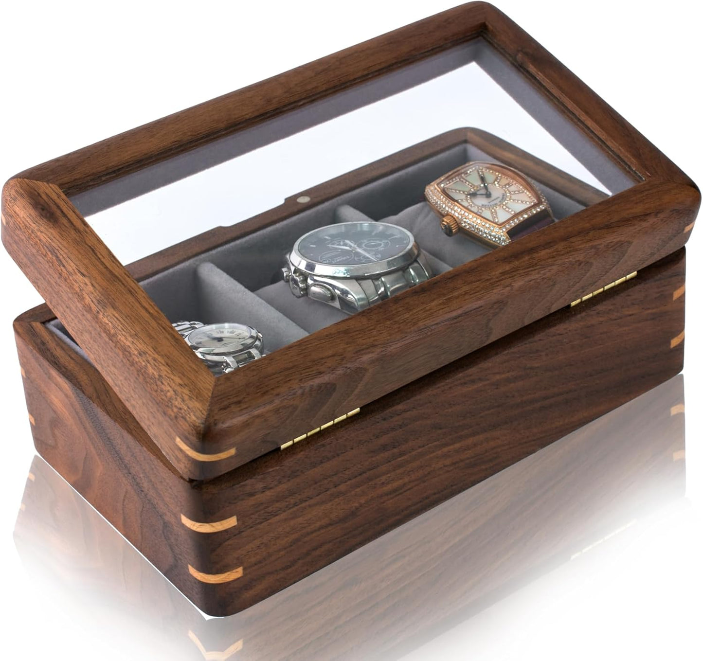 Elegant Black Walnut Watch Box - Stylish Organizer