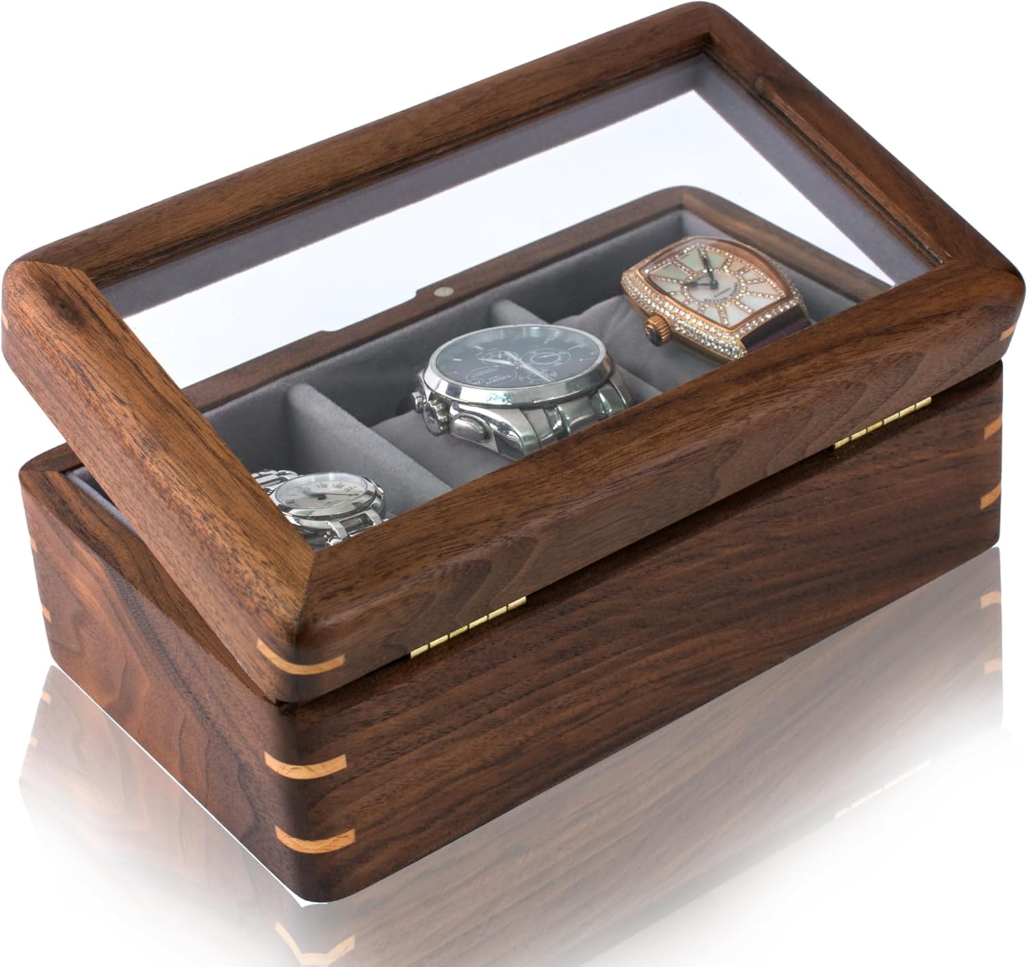 Elegant Black Walnut Watch Box - Stylish Organizer