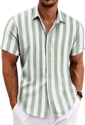 COOFANDY Men's Linen Short Sleeve Button Down Shirt for Men - Beach