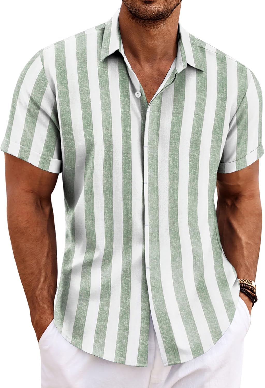 COOFANDY Men's Linen Shirts for Casual Summer Beach Style