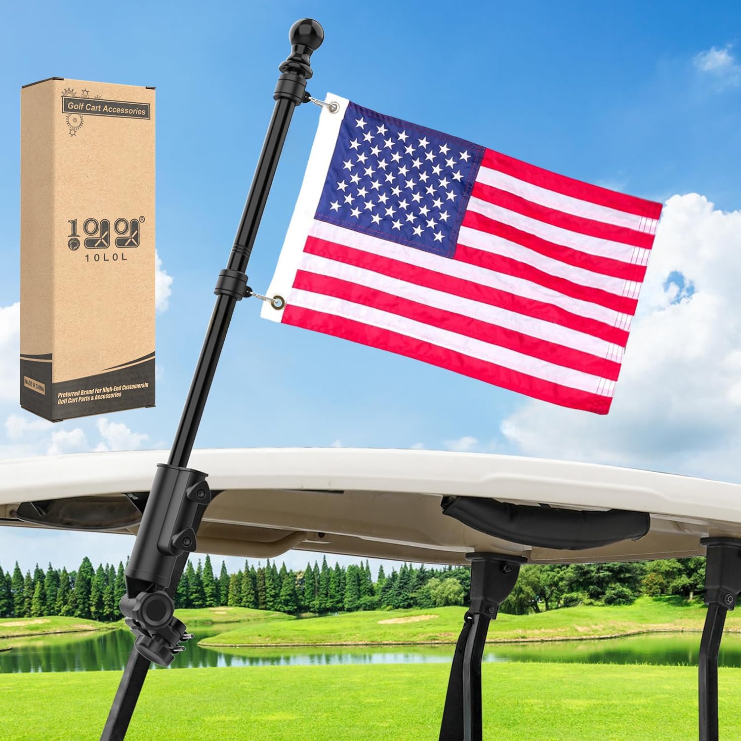 Universal Heavy Duty Golf Cart Flag Holder Kit