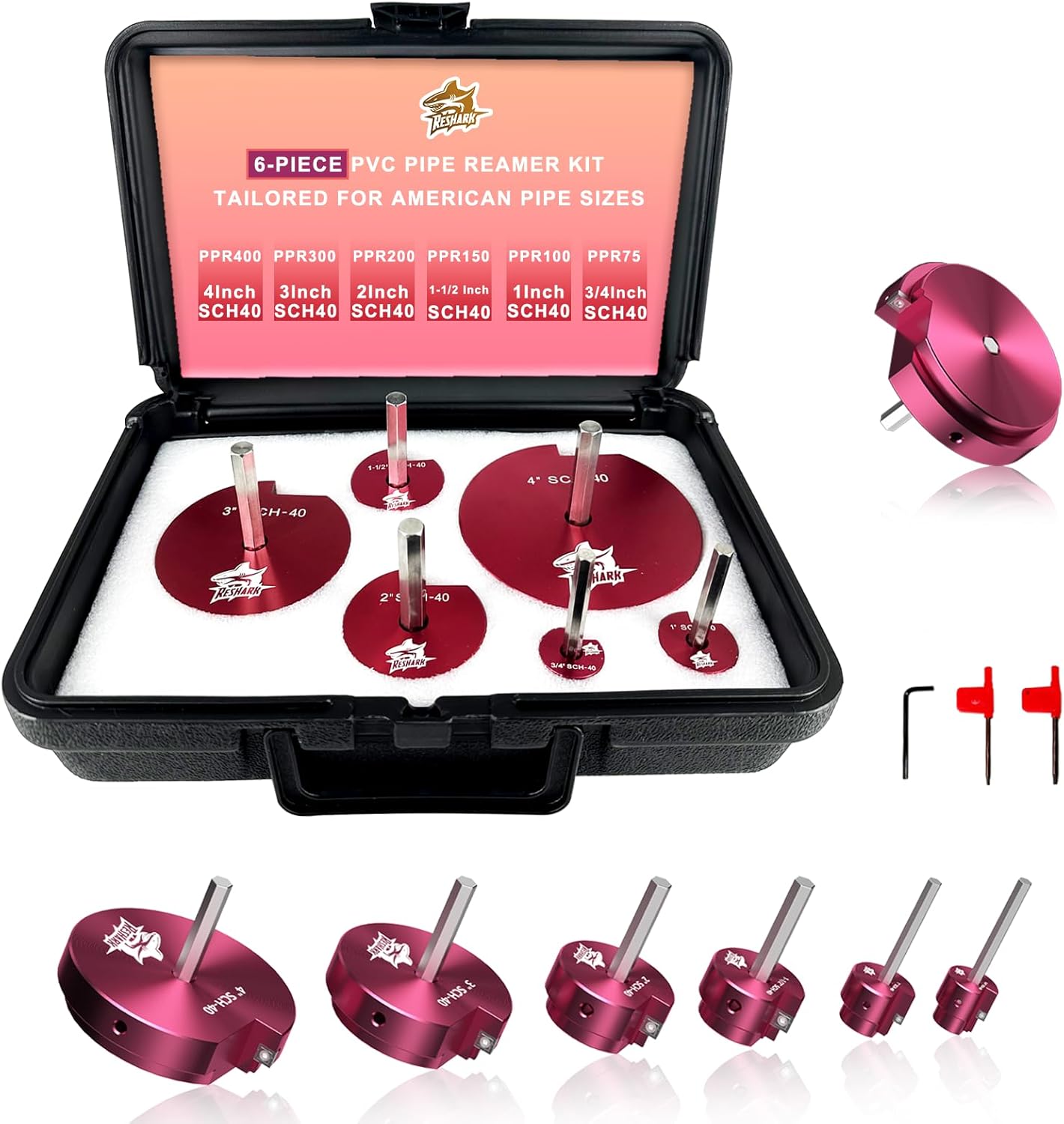6 Pcs PVC Pipe Reamer Kit for Efficient Plumbing Repairs