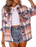 Trendy Queen Womens Flannel Shacket Casual Plaid Button Down Jacket in
