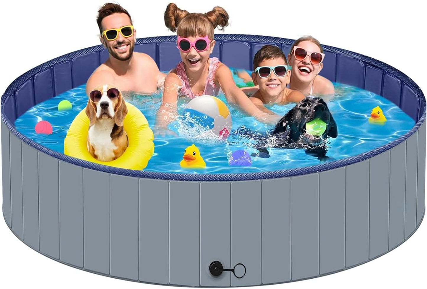 Dog Pool for Large Dogs - Portable Foldable Hard Plastic Fun