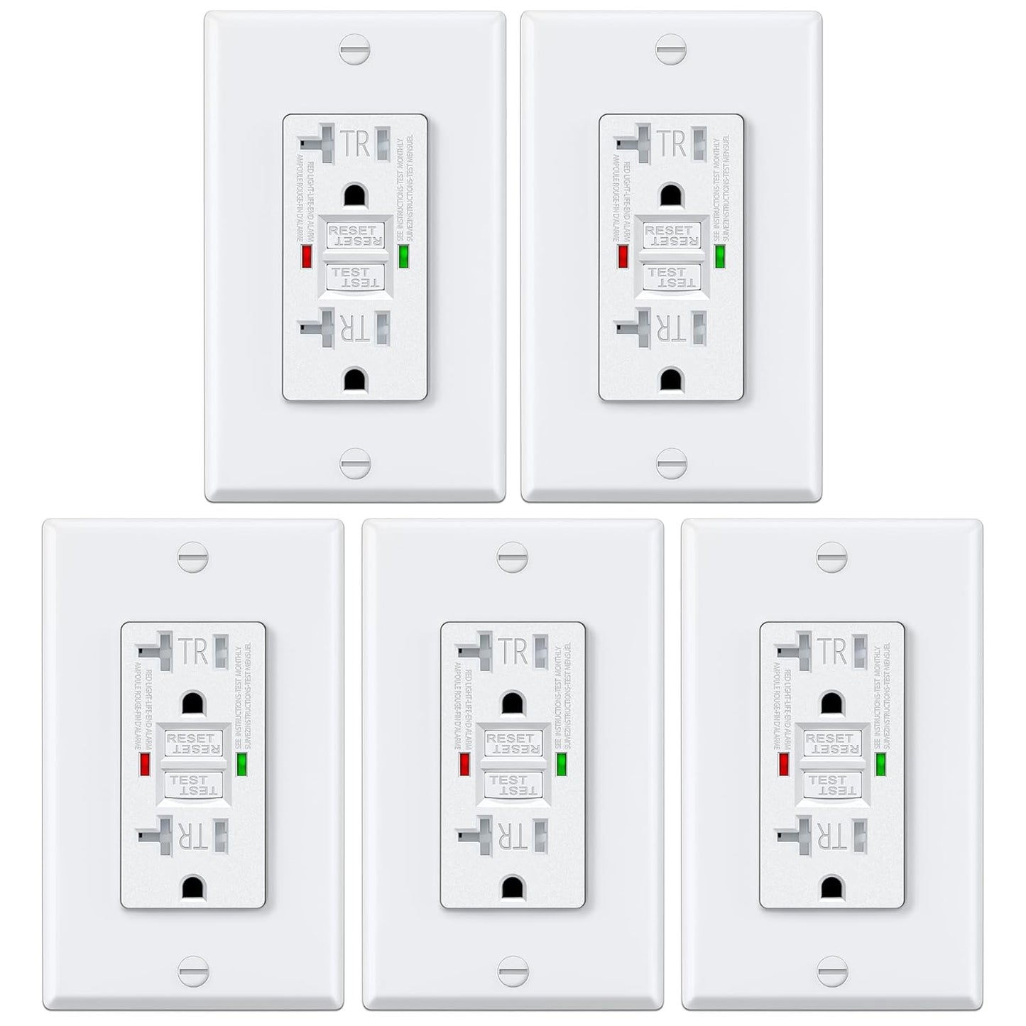 20 Amp GFCI Outlets with Self-Test and Tamper Resistance Features