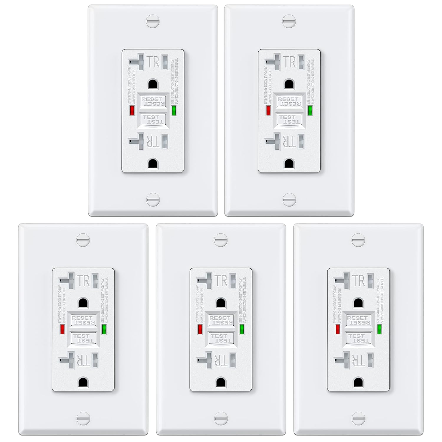 20 Amp GFCI Outlets with Self-Test and Tamper Resistance Features