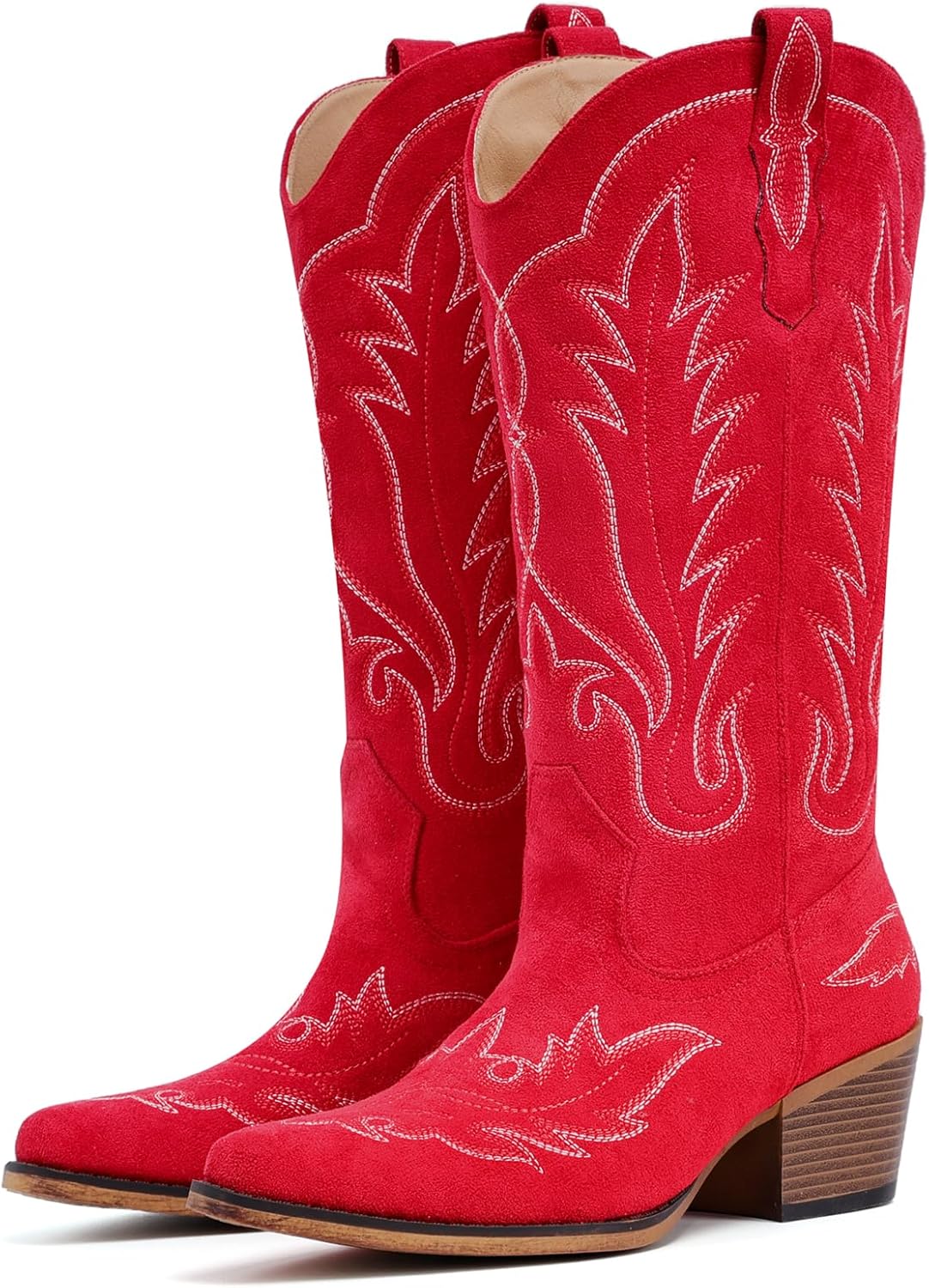 Suede Cowboy Boots for Women with Embroidered Retro Style