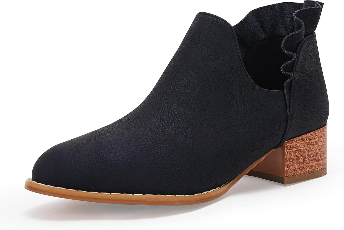 FISACE Womens Ruffled Ankle Boots for Stylish Western Look