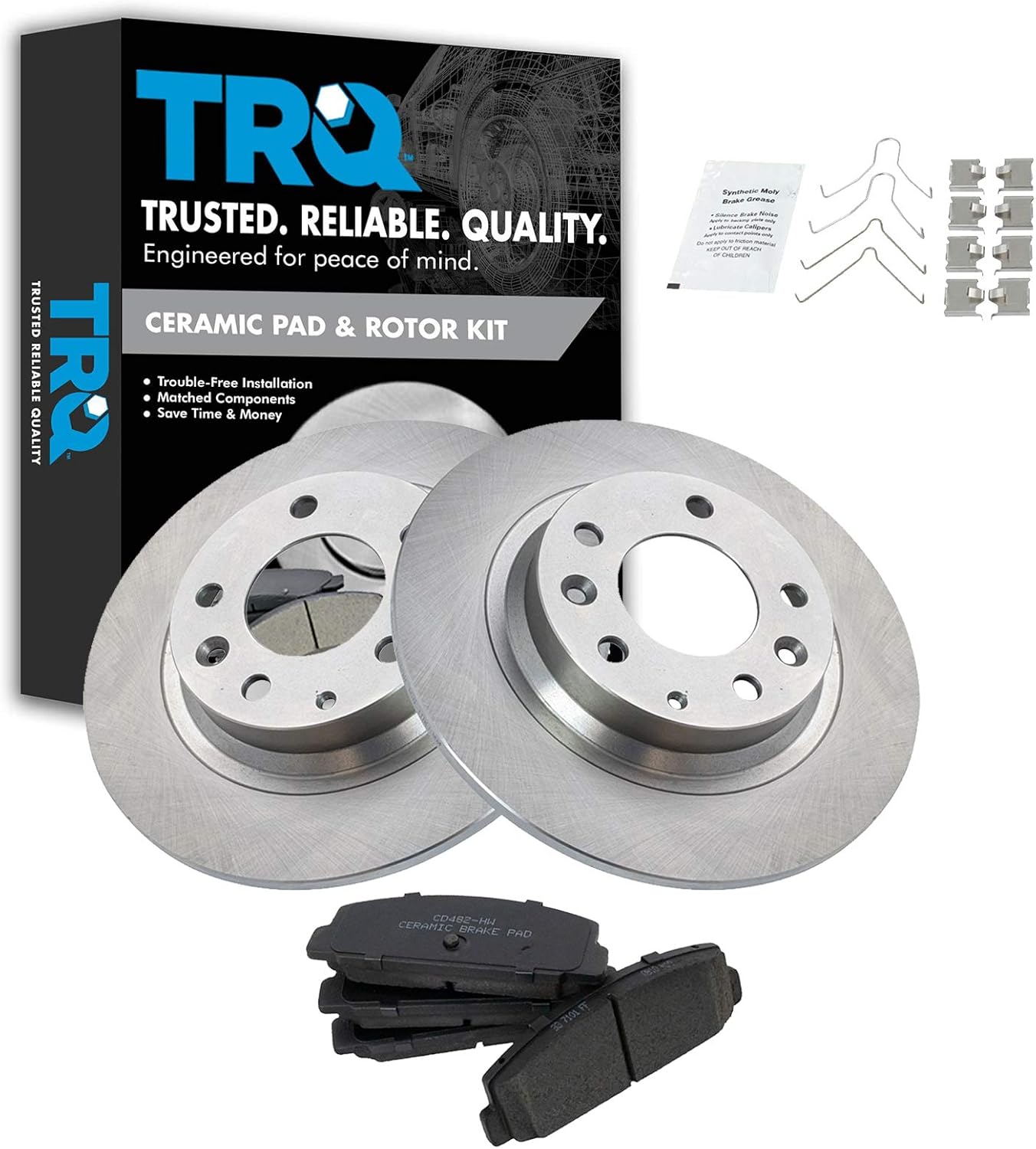 TRQ Rear Brake Pad & Rotor Kit for 2003-2005 Mazda 6 & Protege