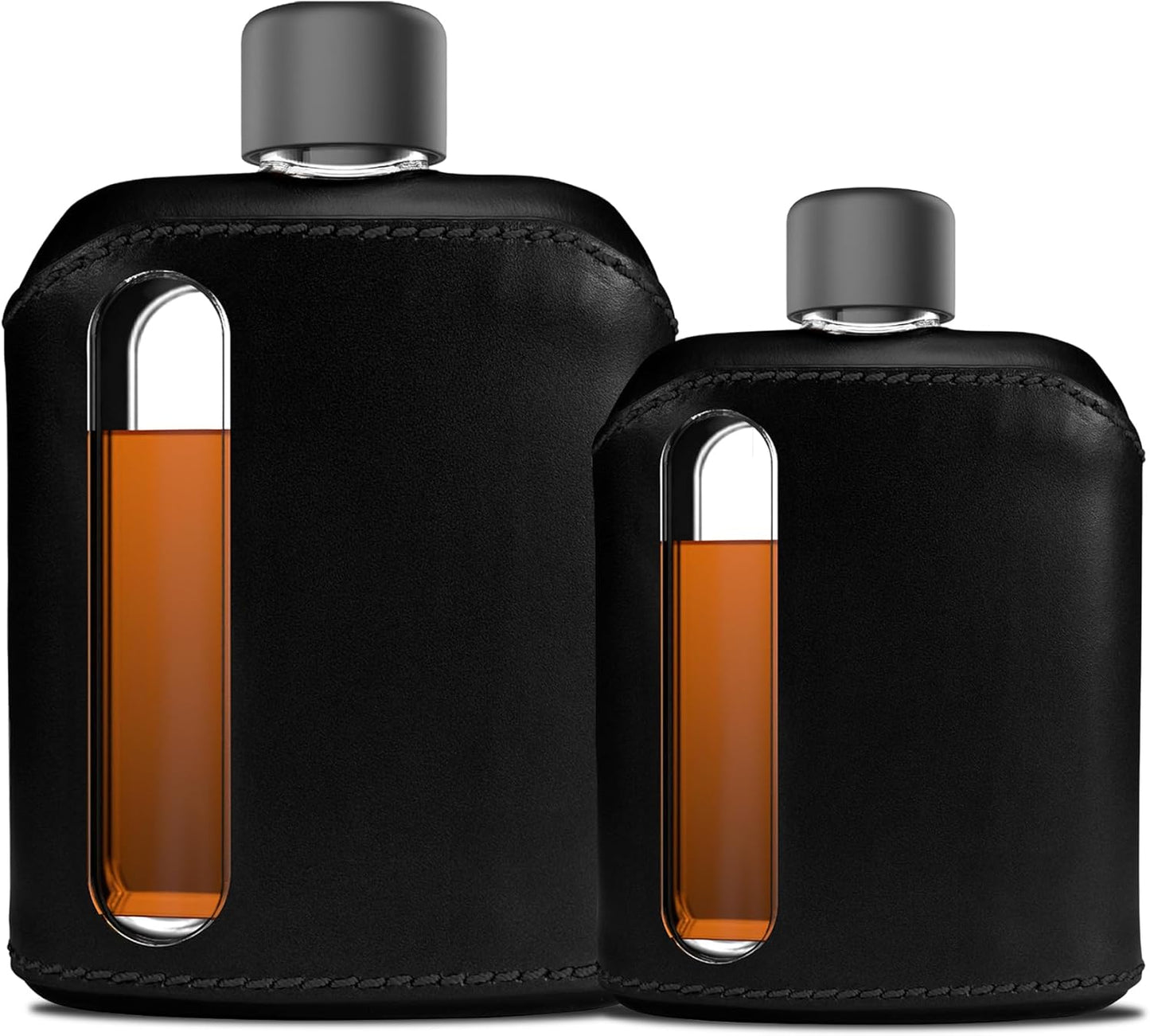 Ragproper Leather Glass Hip Flask Set for Whiskey Lovers