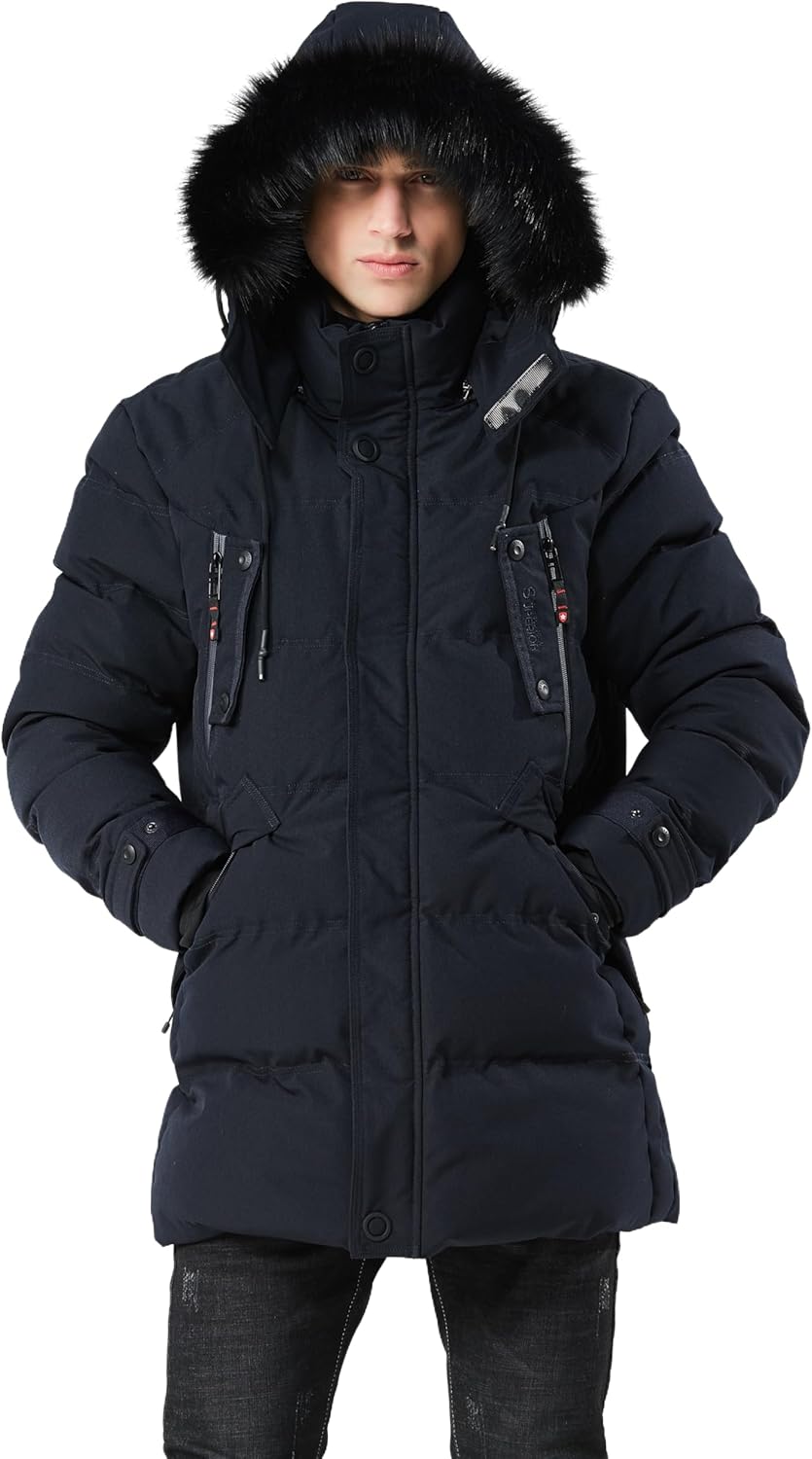WEEN CHARM Men's Warm Parka Ski Jacket for Extreme Winter Comfort