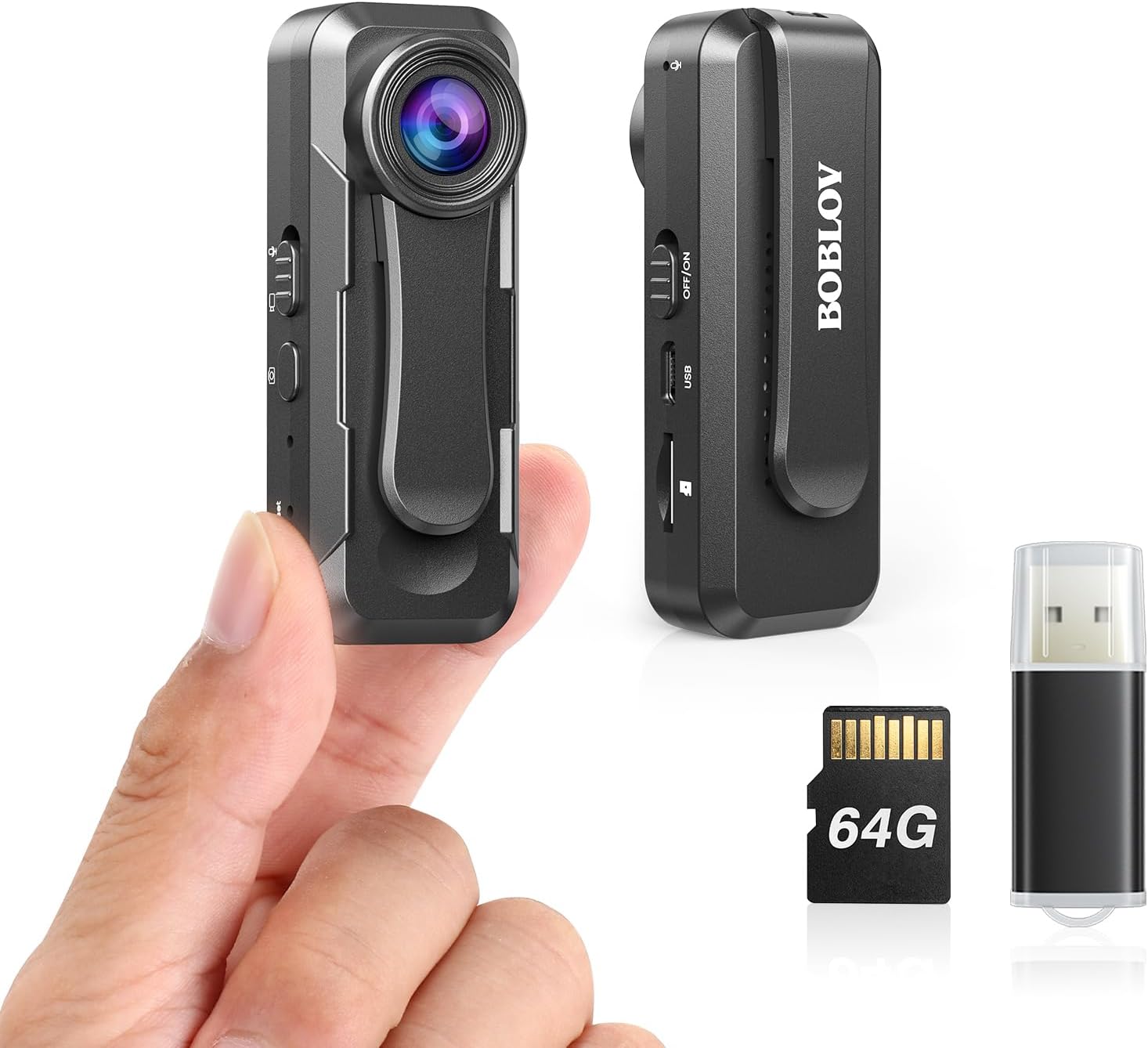 W1 Body Worn Camera with 64GB HD Recording and Clips