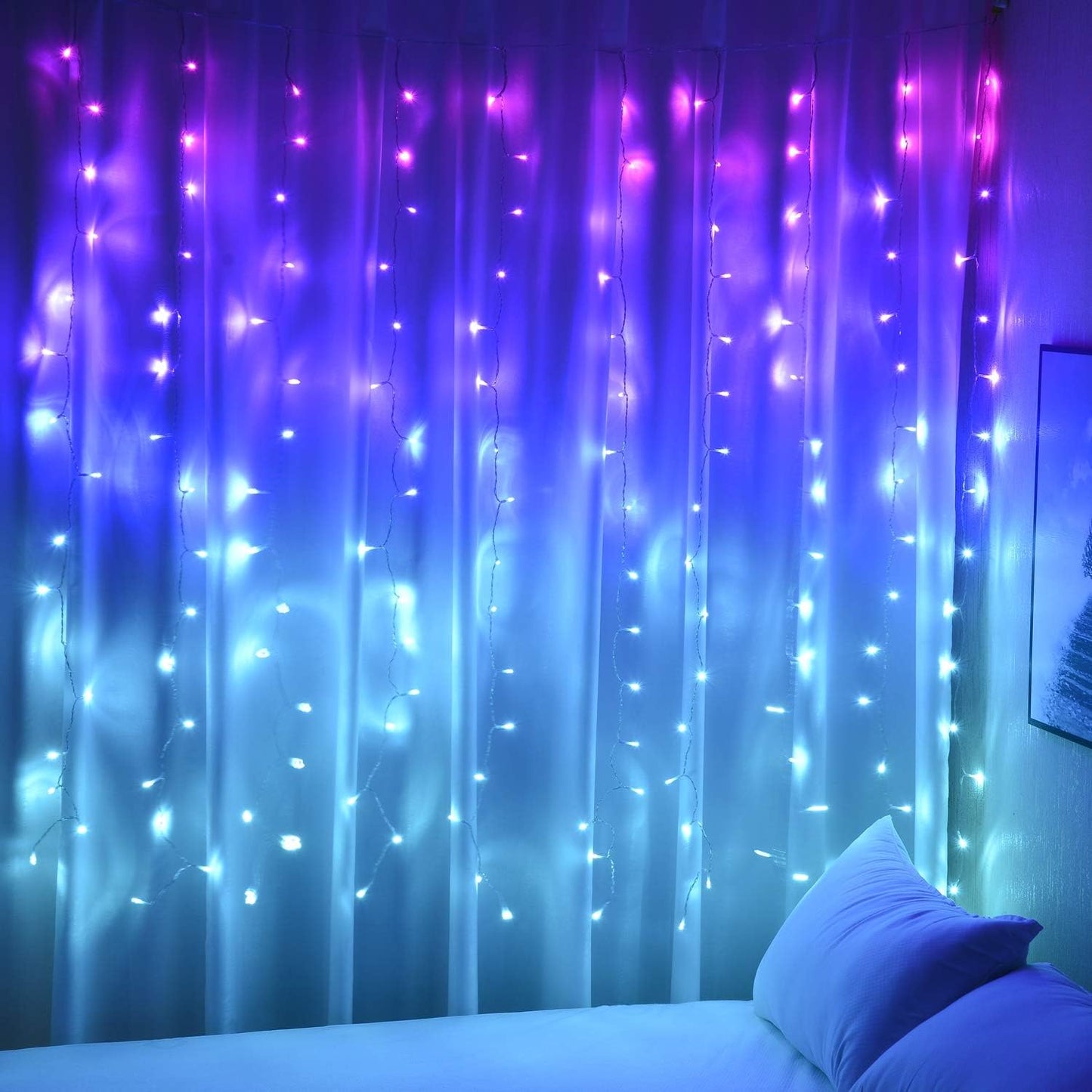 Purple Blue Ombre Curtain Lights by BECCOBEAT