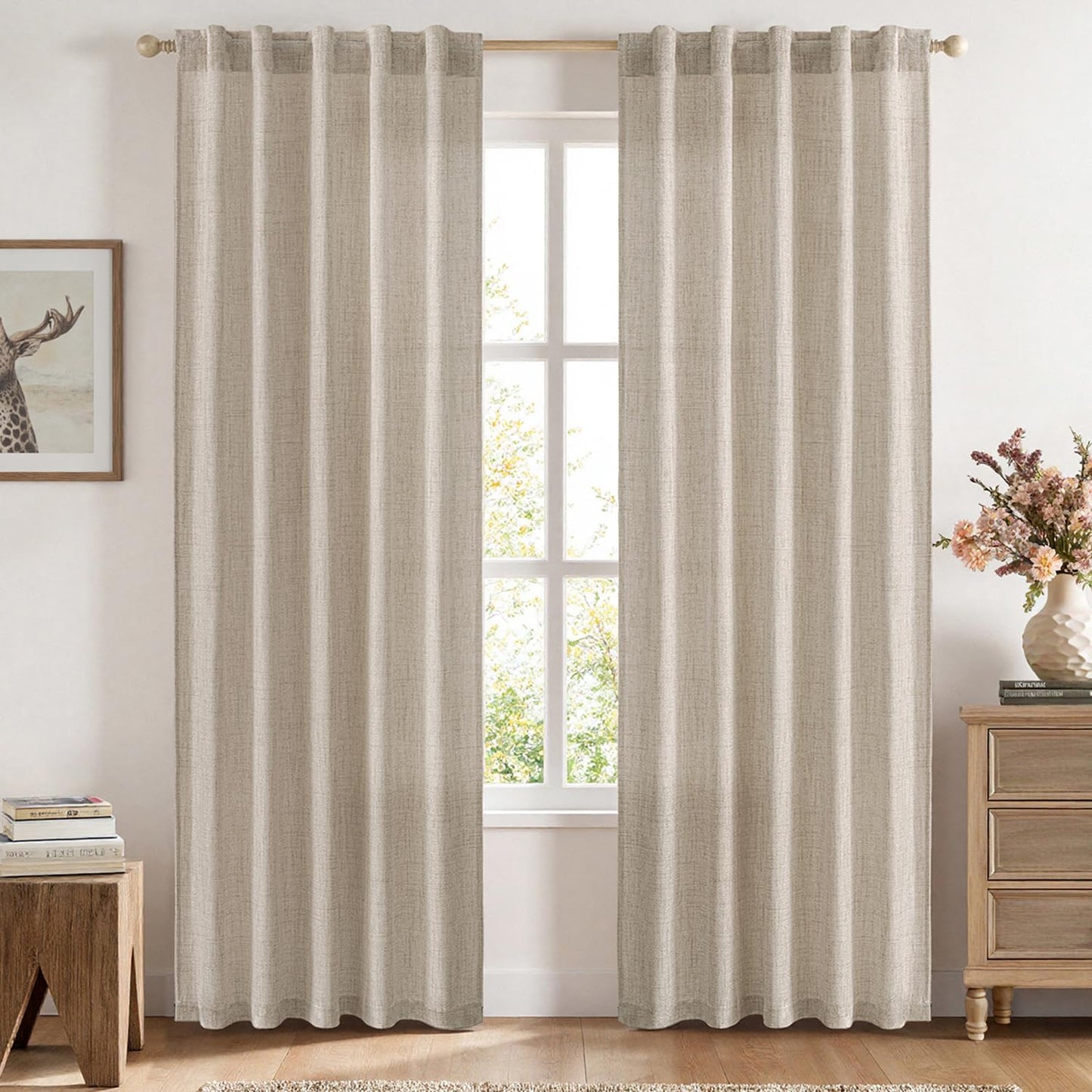 MIULEE Faux Linen Curtains 84 Inch Length for Elegant Decor