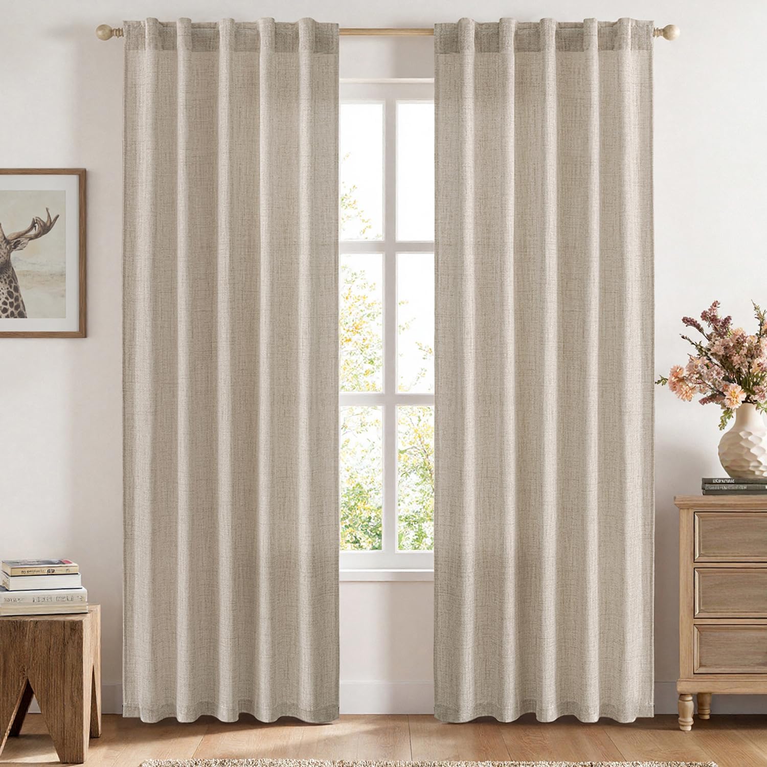 MIULEE Faux Linen Curtains 84 Inch Length for Elegant Decor