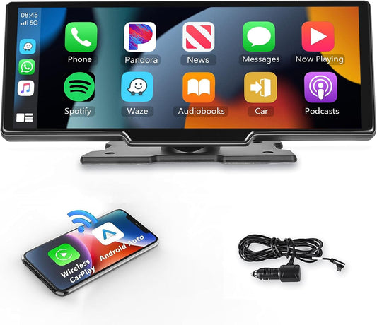 Podofo 10.26 Inch Touchscreen Wireless Carplay Stereo Receiver