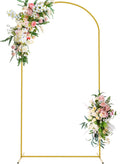Wokceer 7.2 ft Gold Metal Wedding Arch Backdrop Stand - Sturdy Event