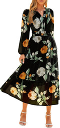 Simplee Women's Floral Boho Long Sleeve Maxi Dress - Flowy Empire