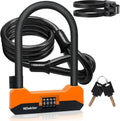 NDakter Bike U Lock with 5FT Cable - Heavy Duty 4-Digit Combo Lock
