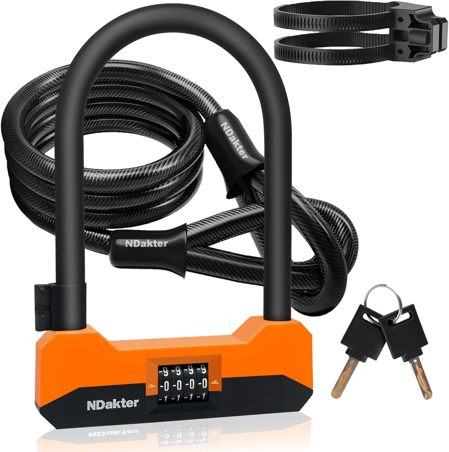 Heavy Duty Anti Theft Bike Lock with 5FT Cable and Combo Code
