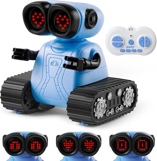 Interactive RC Emo Robot Toy | Music & LEDs | Rechargeable | Ages 3-7 | Blue