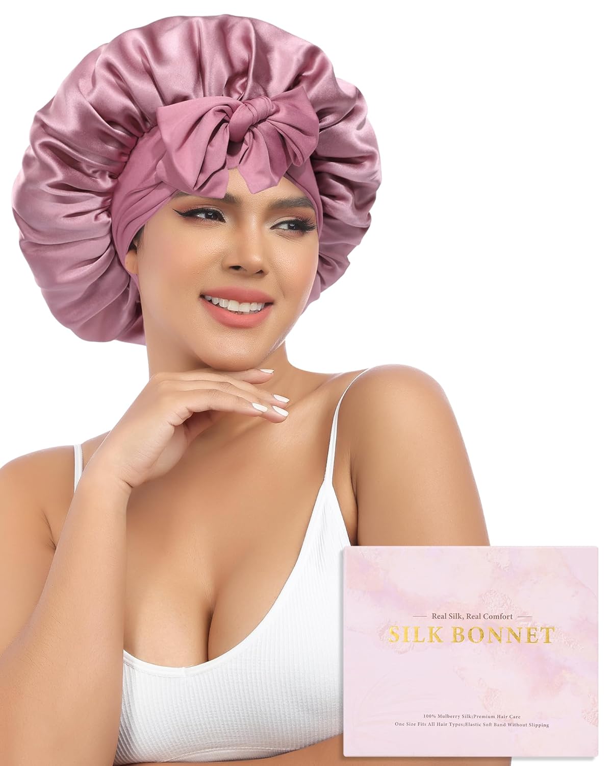 AWAYTR Silk Bonnet for Sleeping Women - 100% Mulberry Silk