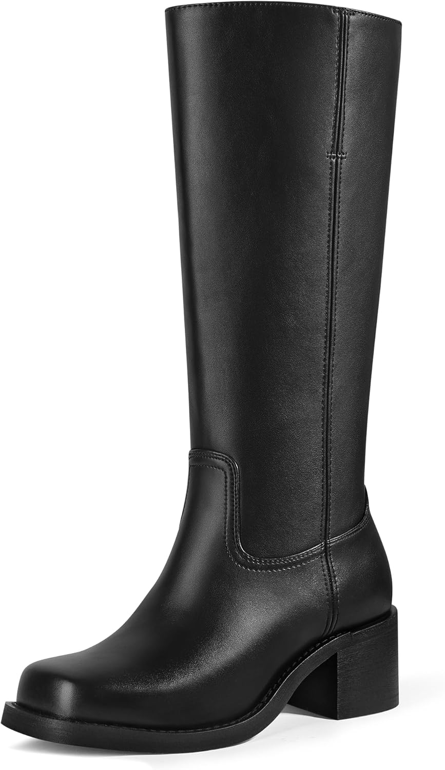 MUCCCUTE Campus Knee High Boots for Women with Wide Calf Style