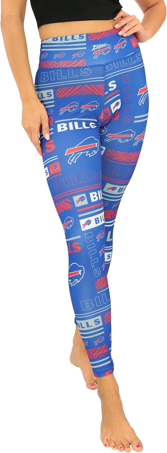 Zubaz NFL Women's Full Length High Waist Leggings with Pockets