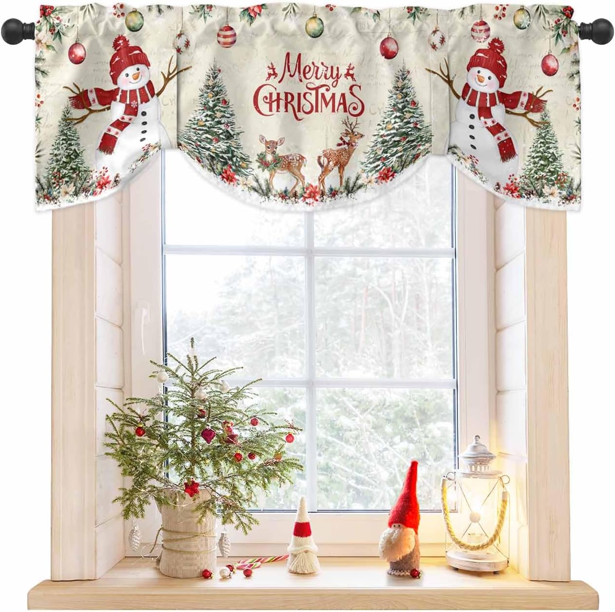 Merry Christmas Tie-Up Valance: Vintage Farmhouse Charm!