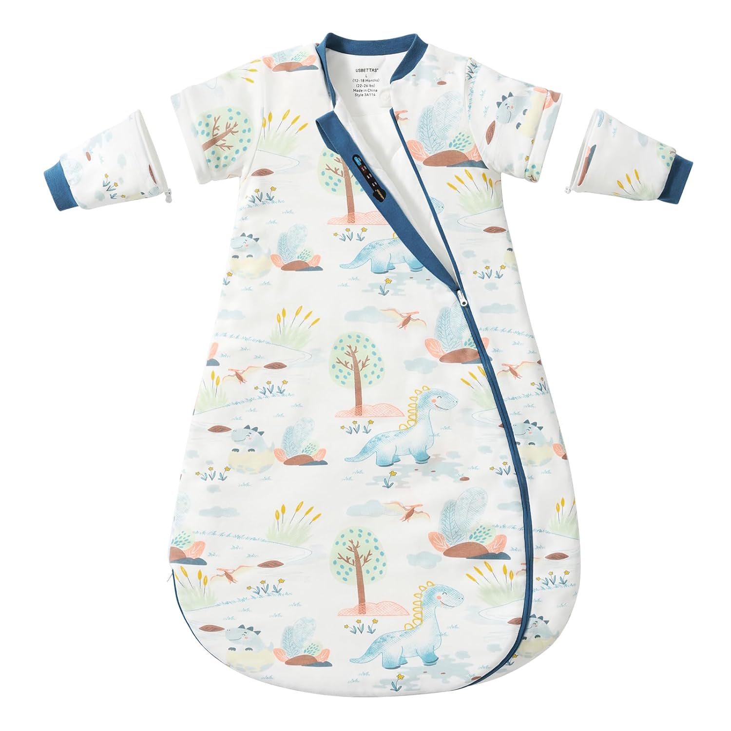 Baby Sleep Sack 3-6 Months with Detachable Sleeves for Comfort