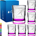 Personalized 2oz Square Shot Glasses Set of 6 - Pink Bottom Engraved