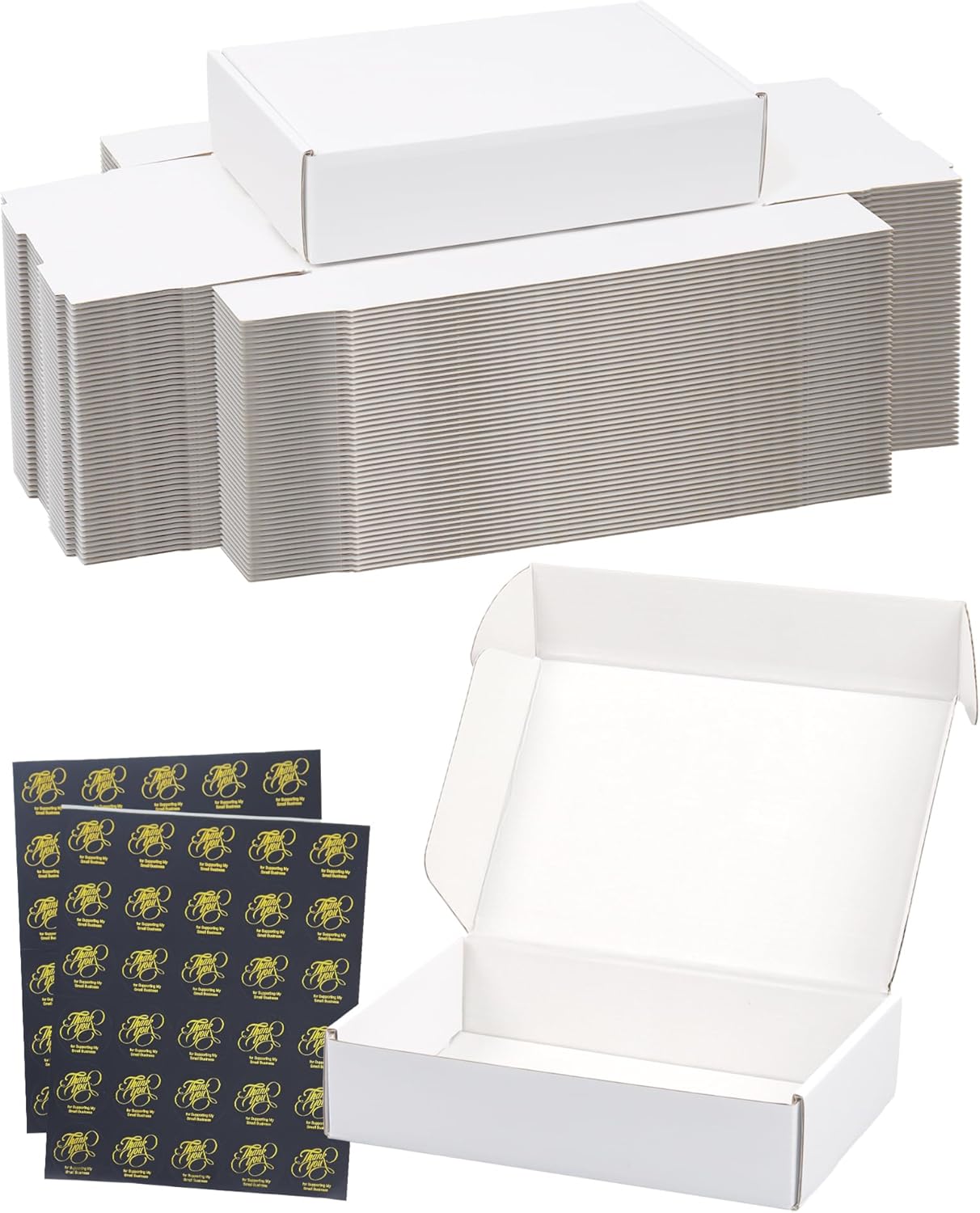 White Shipping Boxes 9x6x2 Inch Set of 45 for Small Business