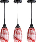 3-Pack Mini Glass Pendant Light Burgundy Marble Art Glass - Adjustable