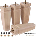 8 Inch Unfinished Oak Sofa Legs - Heavy Duty Solid Wood Replacement
