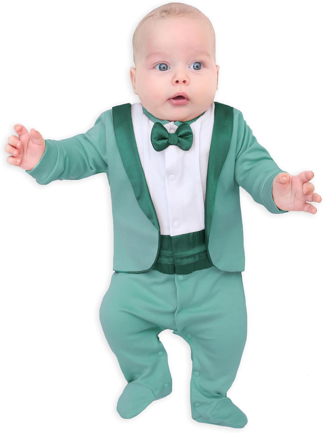Stylish Baby Boy Tuxedo Footie Outfit for Special Occasions