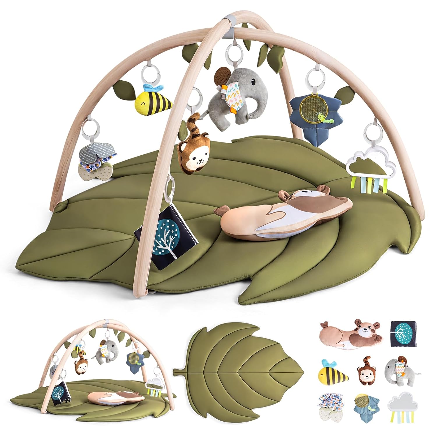 Infant Activity Center for Newborns with Leaf-Shaped Play Gym