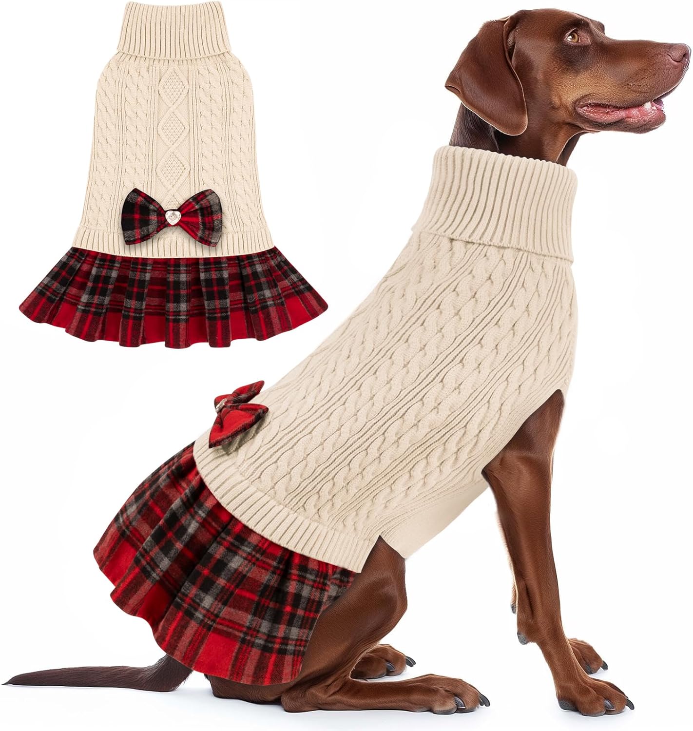 KYEESE Dog Sweater for Medium Dogs - Warm Turtleneck Knitwear