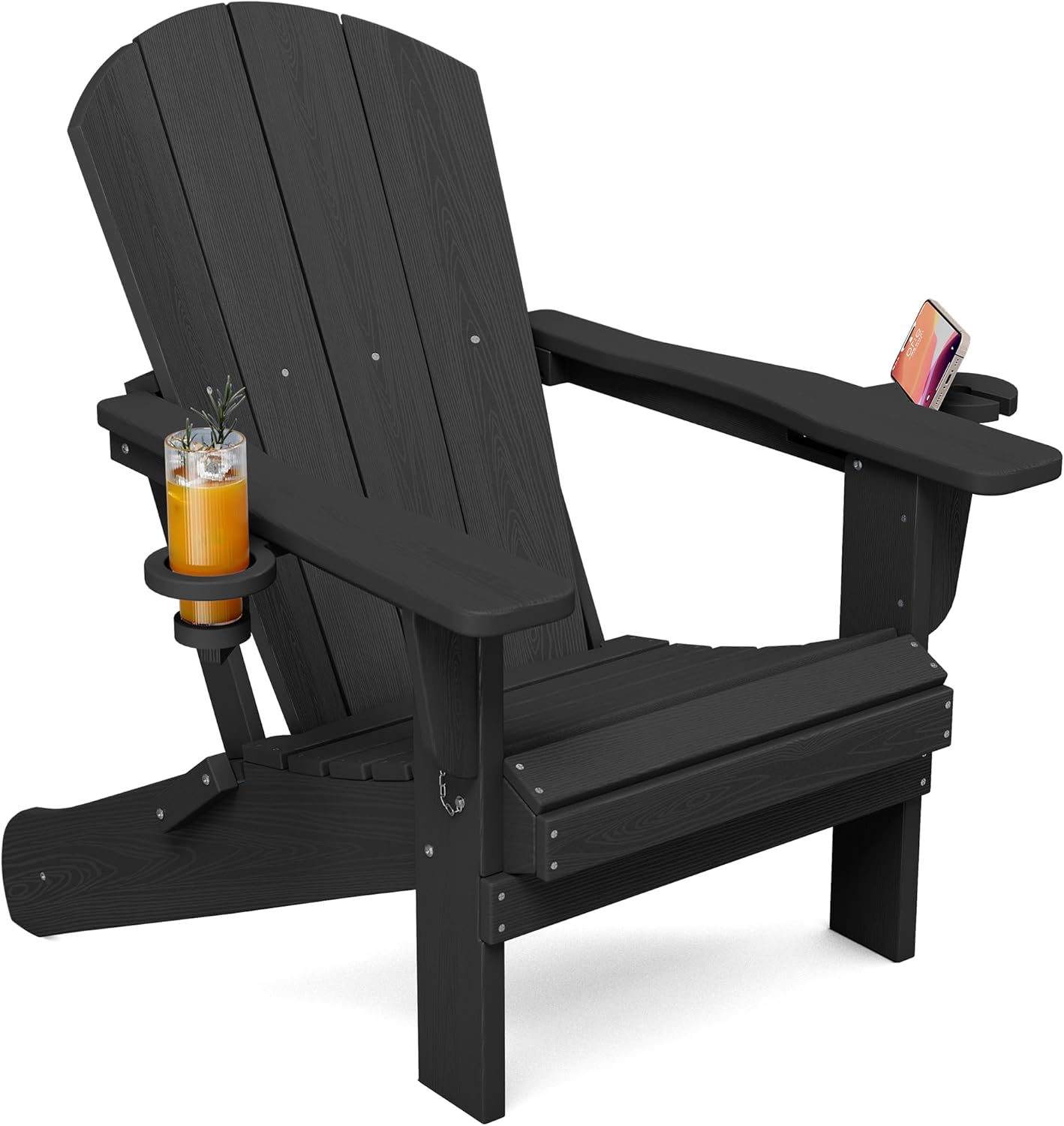 Folding Adirondack Chair with Dual Cup Holders for Comfort