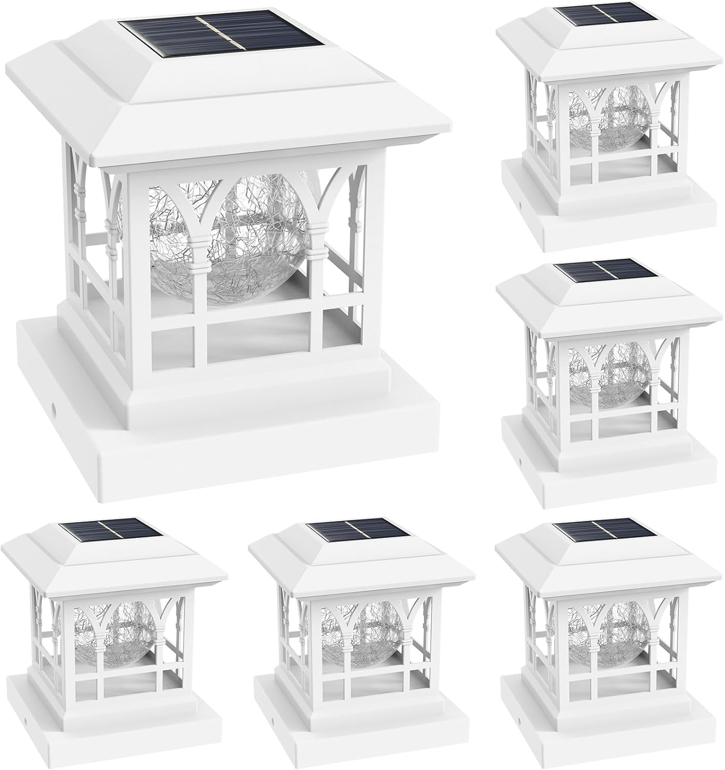 Fence Post Solar Lights with Unique Crackle Glass Design
