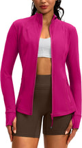 Women's Workout Jackets with 4 Pockets Zip Up Slim Fit Soft Fall Cloud