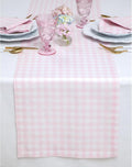Linen Gingham Table Runner 14 x 132 in - Marshmellow Pink