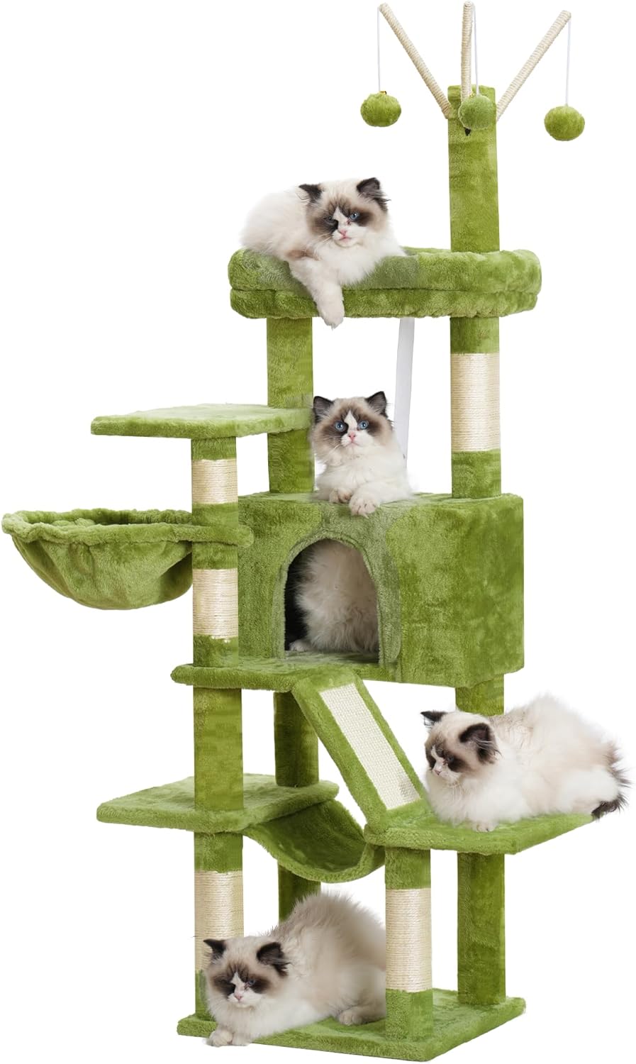 63 inch Multi-Level Cat Tower with Hammock and Scratching Post