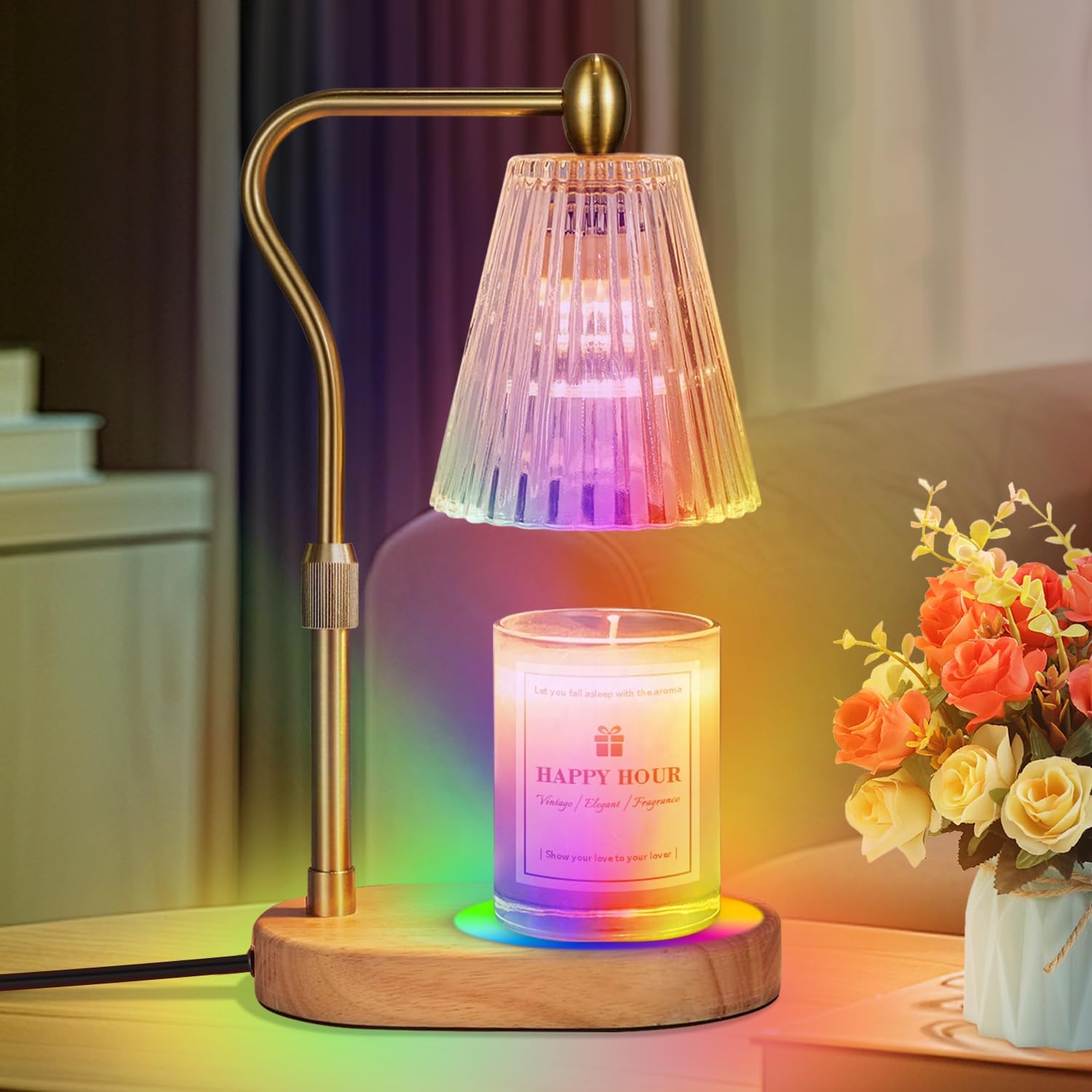 Dimmable Candle Warmer Lamp with RGB Mode & Timer for Home