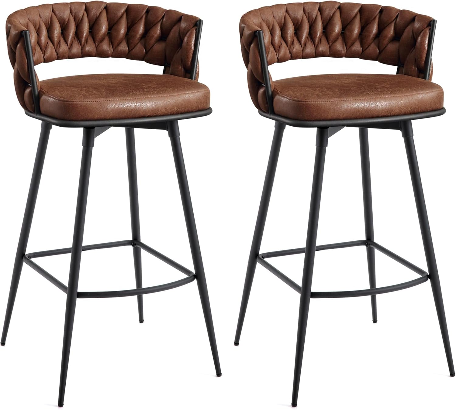 BV Bar Height Bar Stools Set of 2 with Woven Back Design