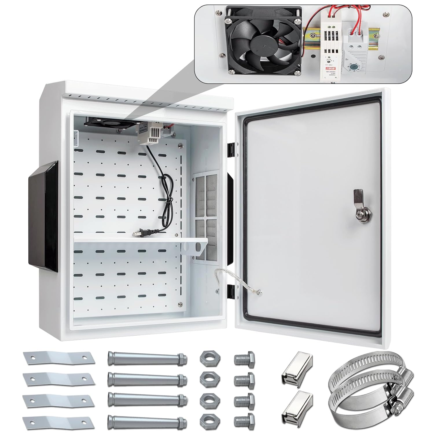 Outdoor Electrical Box with Thermostat and Fan for All Weather