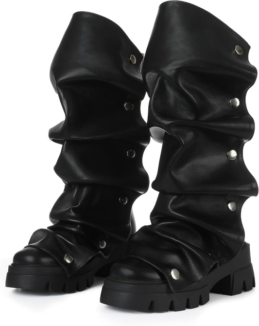 VOMIRA Slouchy Boots for Women - Stylish Fold Over Design