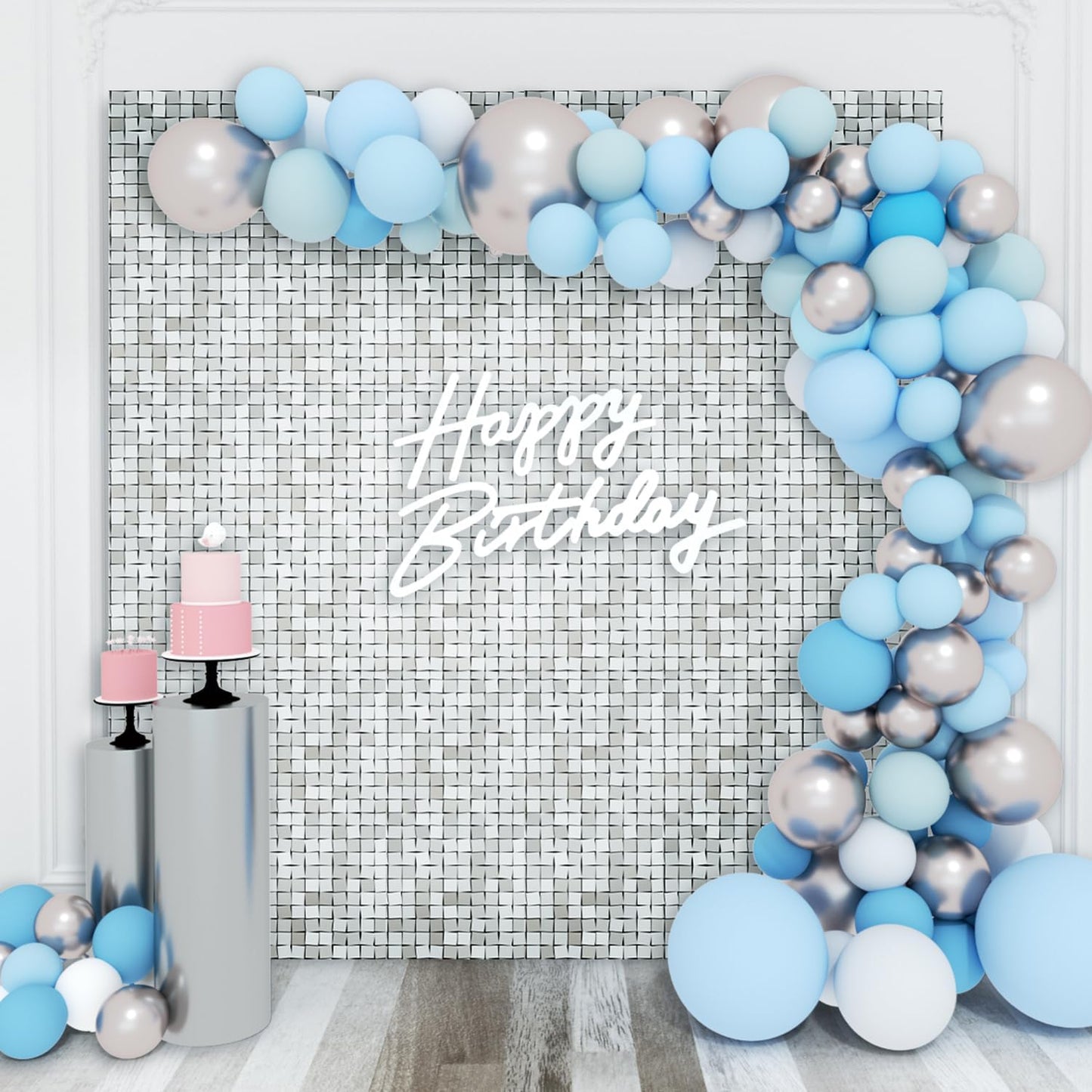 Shimmer Wall Backdrop Silver Square Sequin Panel Decor for Events