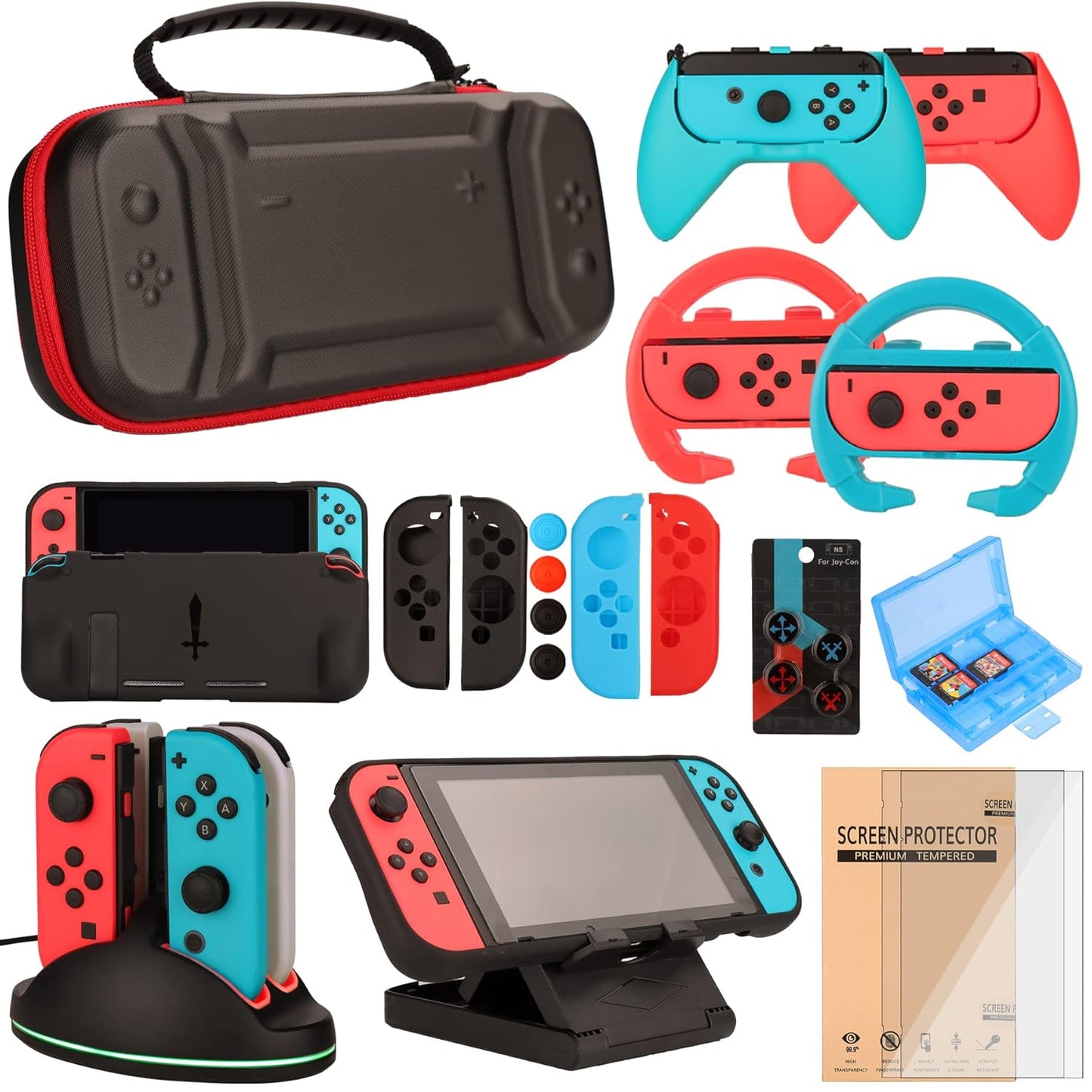 Complete Switch Accessories Bundle for Nintendo Switch Games